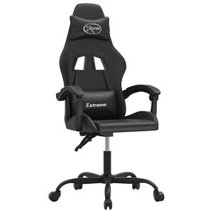 vidaXL Cadeira gaming girat&oacute;ria couro artificial preto