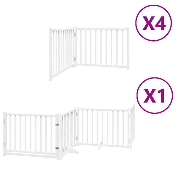 vidaXL Port&atilde;o p/ c&atilde;es com porta dobr&aacute;vel 12 pain&eacute;is 960cm &aacute;lamo branco