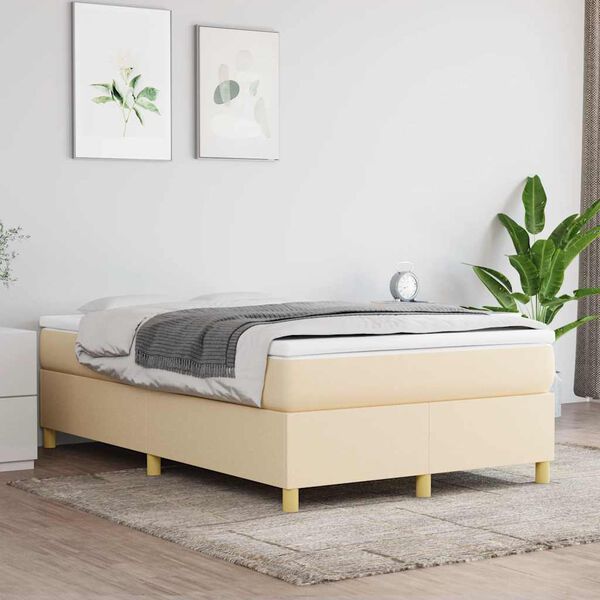 vidaXL Cama boxspring com colch&atilde;o 120x190 cm tecido cor creme