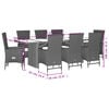 vidaXL 9 pcs conjunto de jantar p/ jardim com almofad&otilde;es vime PE bege