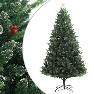 vidaXL &Aacute;rvore de Natal artificial articulada c/ bagas vermelhas 120 cm