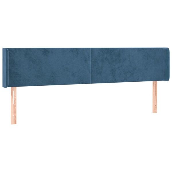 vidaXL Cabeceira de cama c/ abas tecido 183x16x78/88cm azul-escuro
