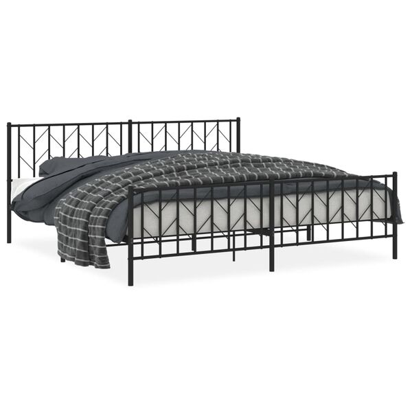 vidaXL Estrutura de cama com cabeceira e p&eacute;s 200x200 cm metal preto