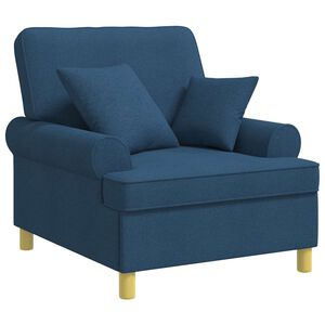 vidaXL Poltrona XL com almofadas Azul Tecido