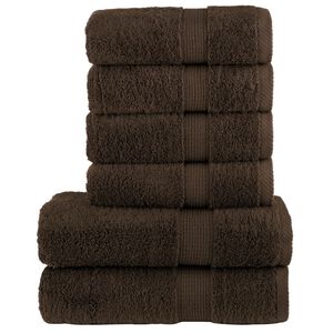 vidaXL 6pcs Conjunto toalhas banho premium SOLUND 600 gsm castanho