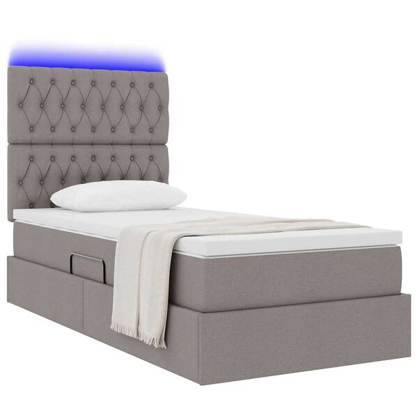 vidaXL Cama com arruma&ccedil;&atilde;o e LED Cinzento-acastanhado 100 x 200 cm