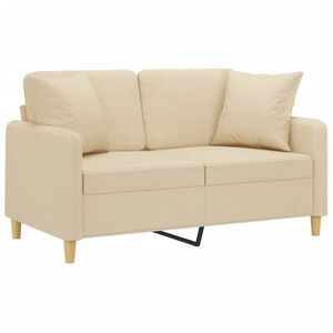 vidaXL Sof&aacute; 2 lugares + almofadas decorativas 120 cm tecido cor creme