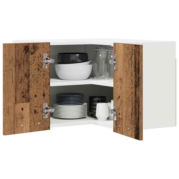 vidaXL Arm&aacute;rio suspenso Madeira Antiga e Branco 57 x 57 x 40 cm