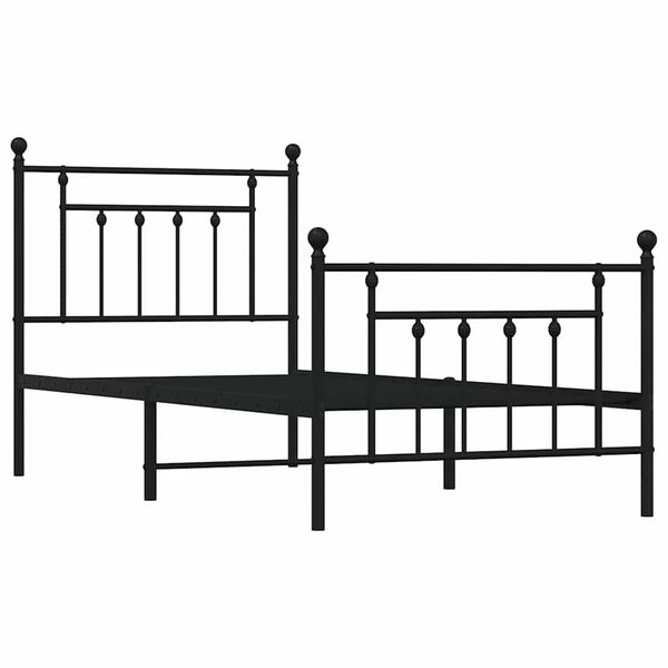 vidaXL Estrutura de cama com cabeceira e p&eacute;s 90x190 cm metal preto