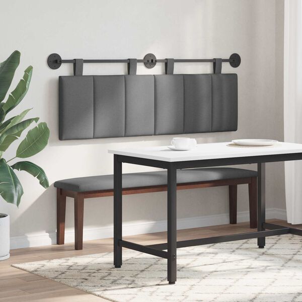 vidaXL Cabeceira Suspensa Riscas Cinza Escuro 150 x 55 x 5 cm tecido