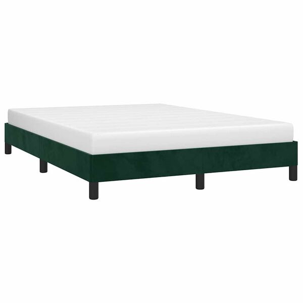 vidaXL Estrutura de cama sem colch&atilde;o 140x190 cm veludo verde-escuro
