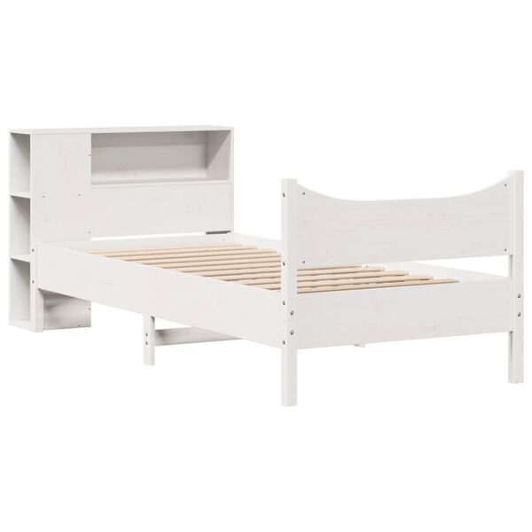 vidaXL Cama sem colch&atilde;o 75x190 cm madeira de pinho maci&ccedil;a branco