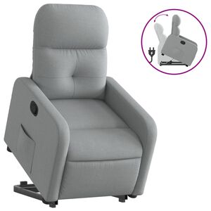 vidaXL Poltrona reclin&aacute;vel elevat&oacute;ria tecido cinzento-claro