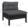vidaXL 5 pcs conjunto lounge de jardim c/ almofad&otilde;es pinho preto