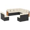 vidaXL 11 pcs conjunto sof&aacute;s de jardim c/ almofad&otilde;es vime PE preto