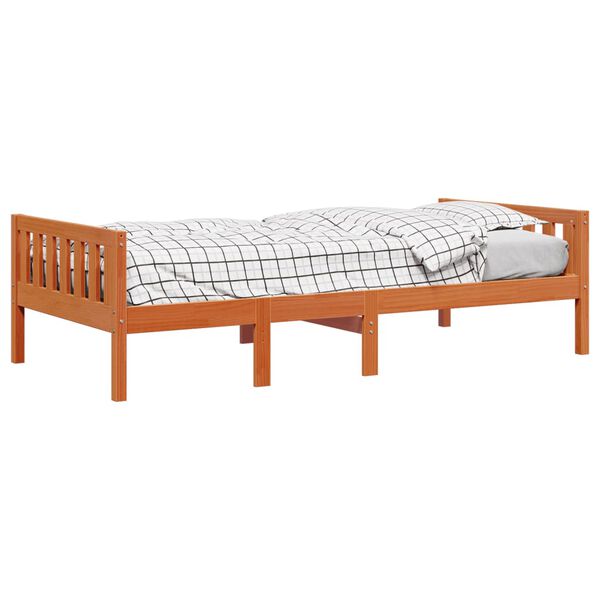 vidaXL Cama de criança sem colchão 75x190 cm pinho maciço castanho-mel