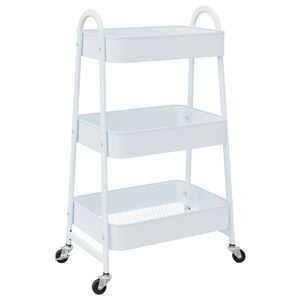 vidaXL Carrinho de arruma&ccedil;&atilde;o com 3 n&iacute;veis 42x41,5x77 cm a&ccedil;o branco