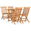 vidaXL 5 pcs conjunto jantar dobr&aacute;vel p/ exterior madeira teca maci&ccedil;a