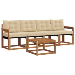 vidaXL Conjunto de Sof&aacute;s para Exterior 5 unid. Natural e Bege