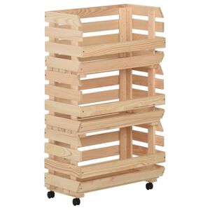 vidaXL Carrinho para vegetais 37x30x80 cm madeira de pinho maci&ccedil;a