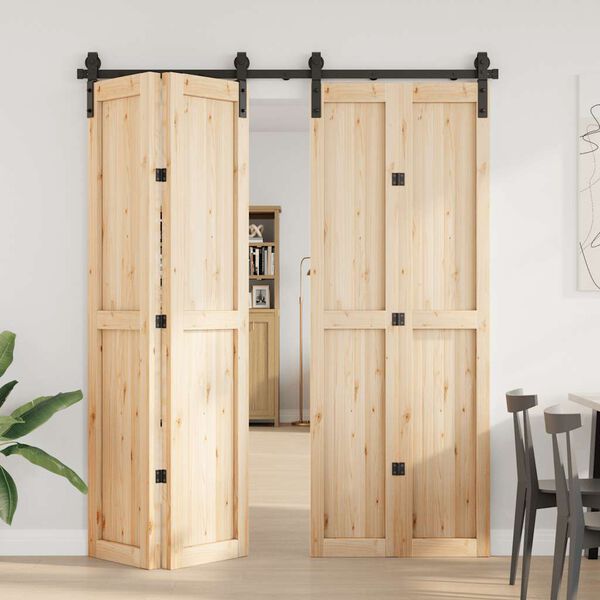 vidaXL Kit de ferragens para porta deslizante 183 cm aço preto