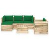 vidaXL 6 pcs conj. lounge jardim c/ almofad&otilde;es madeira impreg. verde