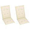 vidaXL Cadeiras de jardim c/ almofad&otilde;es cor creme 2 pcs teca maci&ccedil;a