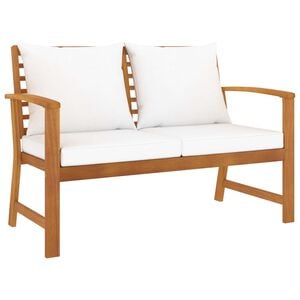 vidaXL Banco de jardim com almofad&atilde;o cor creme 120 cm ac&aacute;cia maci&ccedil;a