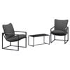 vidaXL Conjunto de Sof&aacute; de Jardim 3 unid. Preto e Anthracite A&ccedil;o