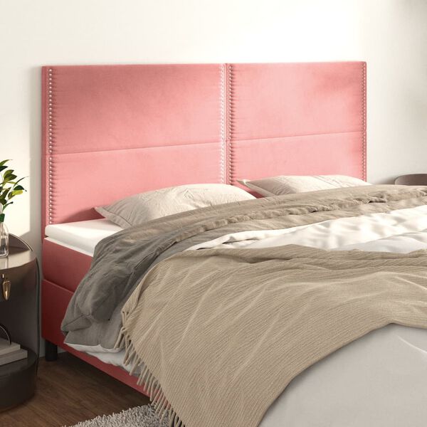 vidaXL Cabeceira Rosa 180x5x118/128 cm Veludo
