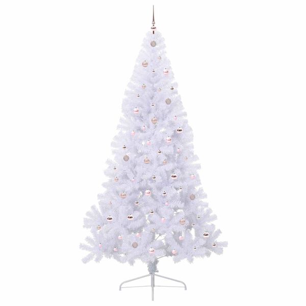 vidaXL &Aacute;rvore de Natal Artificial com 300 LEDs Branco 240 cm PVC e A&ccedil;o