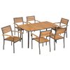 vidaXL 7 pcs conjunto de jantar exterior madeira ac&aacute;cia maci&ccedil;a e a&ccedil;o