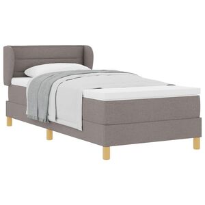vidaXL Cama Box com colch&atilde;o Cinzento-acastanhado 90 x 190 cm tecido