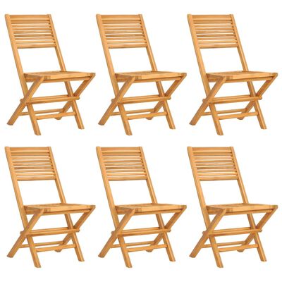 vidaXL Cadeiras de jardim dobráveis 6 pcs 47x62x90 cm teca maciça