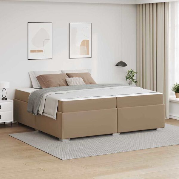 vidaXL Estrutura da Cama com colch&atilde;o Cappuccino 200 x 200 cm tecido