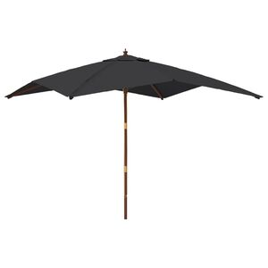 vidaXL Guarda-sol de jardim com poste de madeira 300x300x273 cm preto