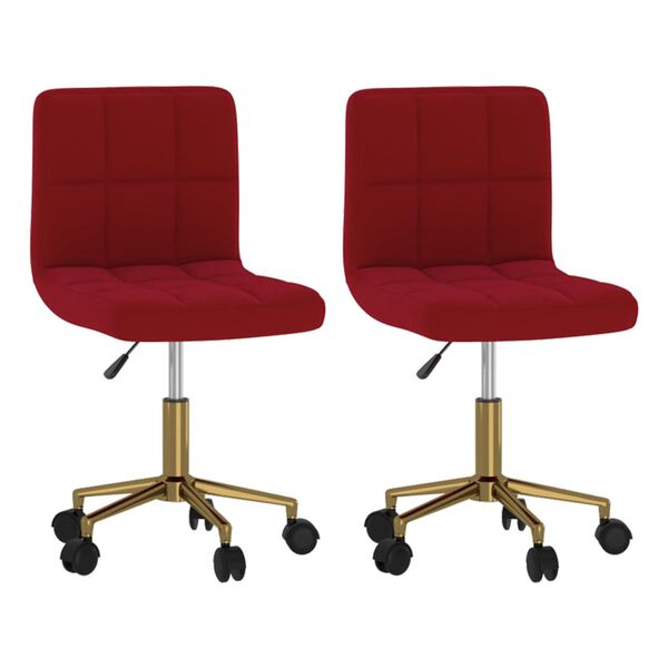 vidaXL Cadeiras de jantar girat&oacute;rias 2 pcs veludo vermelho tinto