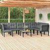 vidaXL 9 pcs conjunto lounge de jardim vime PE preto e cinzento