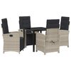 vidaXL Conjunto de Jantar para Jardim 5 pcs Cinzento-claro vime PE
