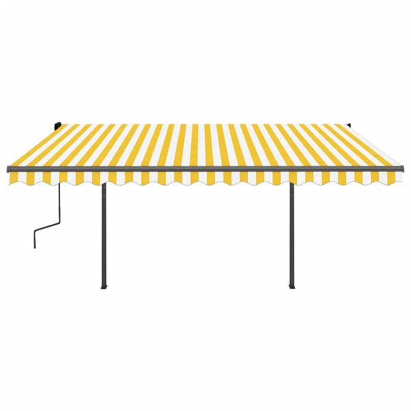 vidaXL Toldo autom&aacute;tico LED e sensor de vento 4x3,5 m amarelo e branco