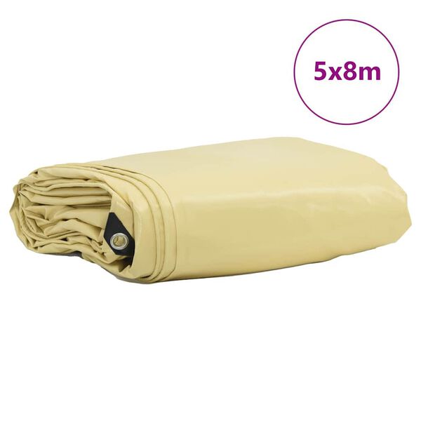vidaXL Lona 650g / m&sup2; Bege 5 x 8 m Lona com revestimento em PVC