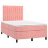 vidaXL Cama box spring c/ colch&atilde;o luzes e LED 120x190 cm veludo rosa