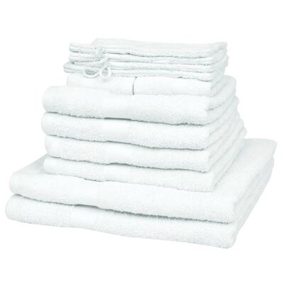 vidaXL Conjunto de toalhas 12 pcs algodão 500 g. branco