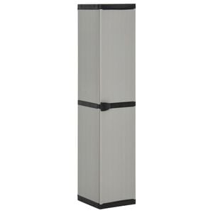vidaXL Arm&aacute;rio arruma&ccedil;&atilde;o jardim 3 prateleiras 34x40x168cm cinza/preto