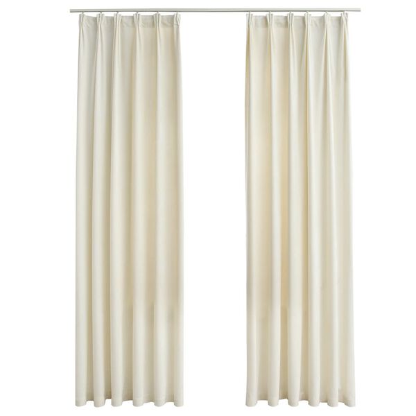 vidaXL Cortinas blackout com ganchos 2 pcs 140x245 cm veludo cor creme