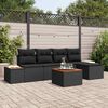 vidaXL Conjunto de Sof&aacute; de Jardim com almofada 6 pcs Preto Polirattan