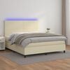 vidaXL Cama box spring c/ colch&atilde;o/LED 180x200cm couro artificial creme