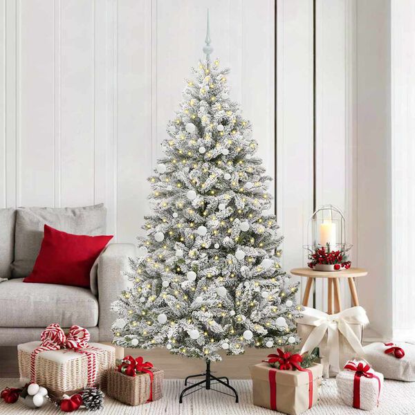 vidaXL &Aacute;rvore de Natal Artificial Verde e Branco 180 cm PVC e Metal