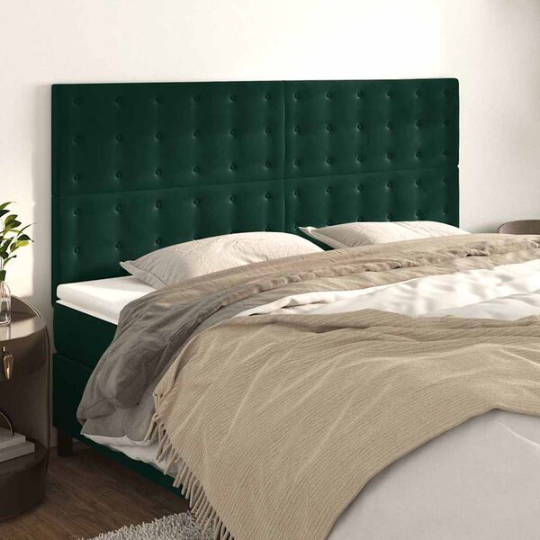 vidaXL Cabeceira Verde Escuro 180x5x118/128 cm Veludo