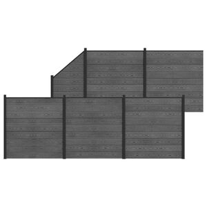 vidaXL Conjunto de Cercas 6 unid. 965 x 186 cm WPC e Alum&iacute;nio Cinzento